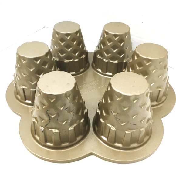 NORDIC WARE Retired Gold Color Ice Cream Cone 6 Cupcake Baking Pan - Picture 5 of 10